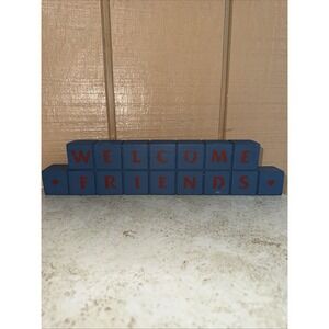 Vintage Welcome Friends Wooden Block Sign‎